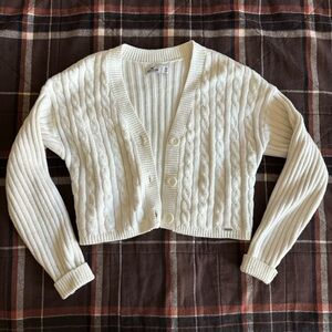 Cable Knit Crop Cardigan Sweater
